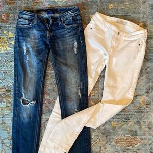 TWO Y2K pairs preppy low waist skinny jeans 00S, 00R. Basically perf Abercrombie